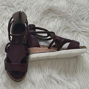 Burgundy mini wedge heel gladiator size 5.5/6